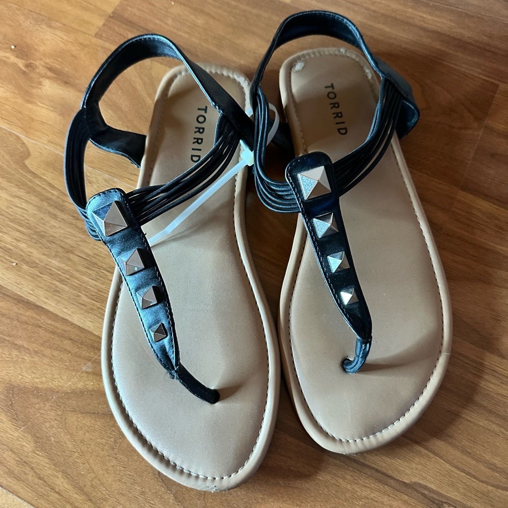 Torrid Black Sandals with Silver Studs